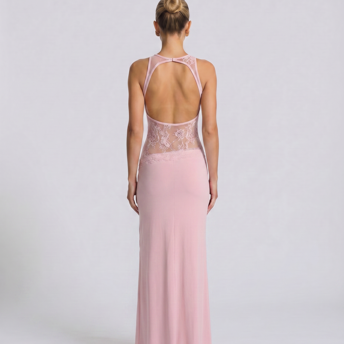 Traci | Lace Maxi Dress with Sheer Waist Panel