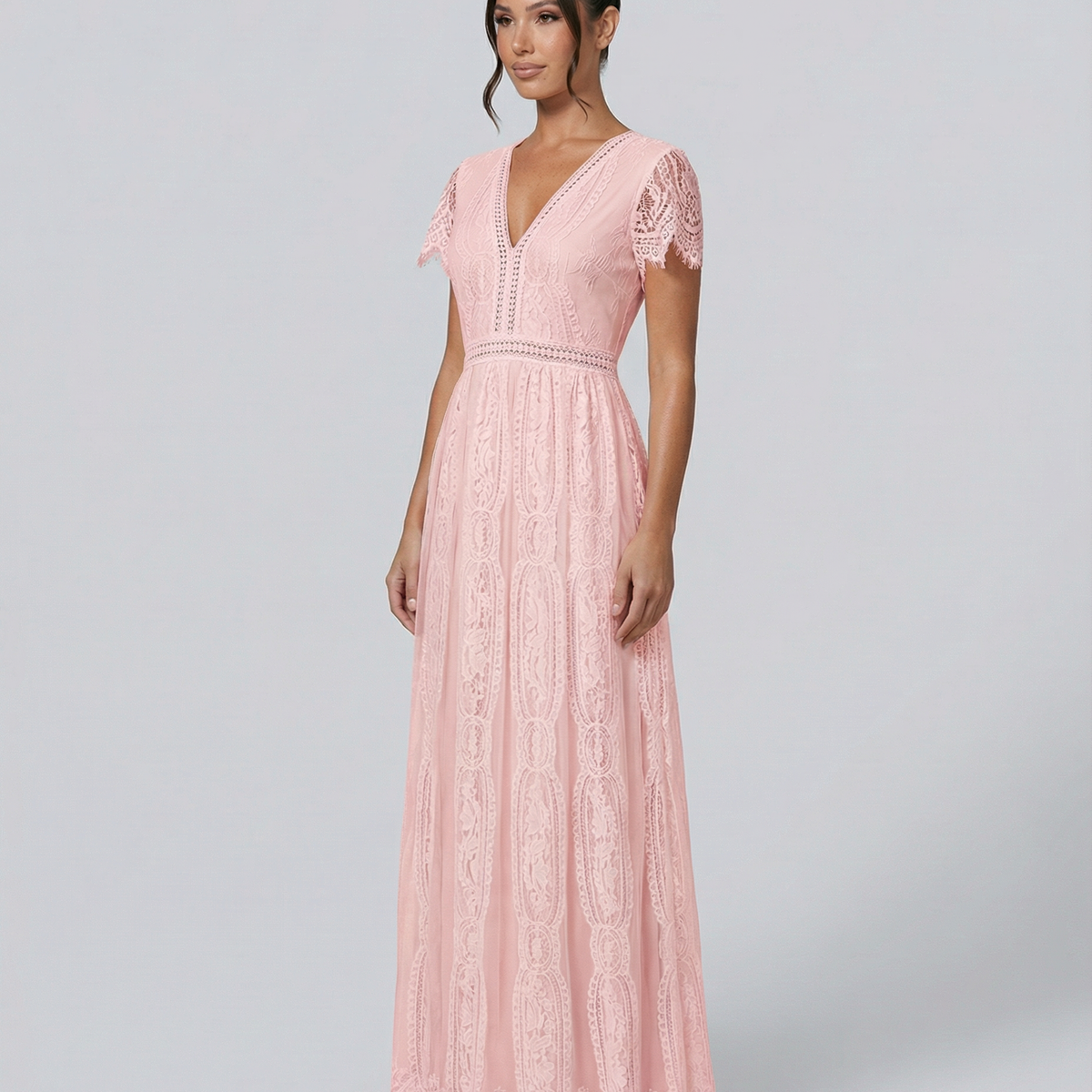 Felicia | Lace V Neck Maxi Dress