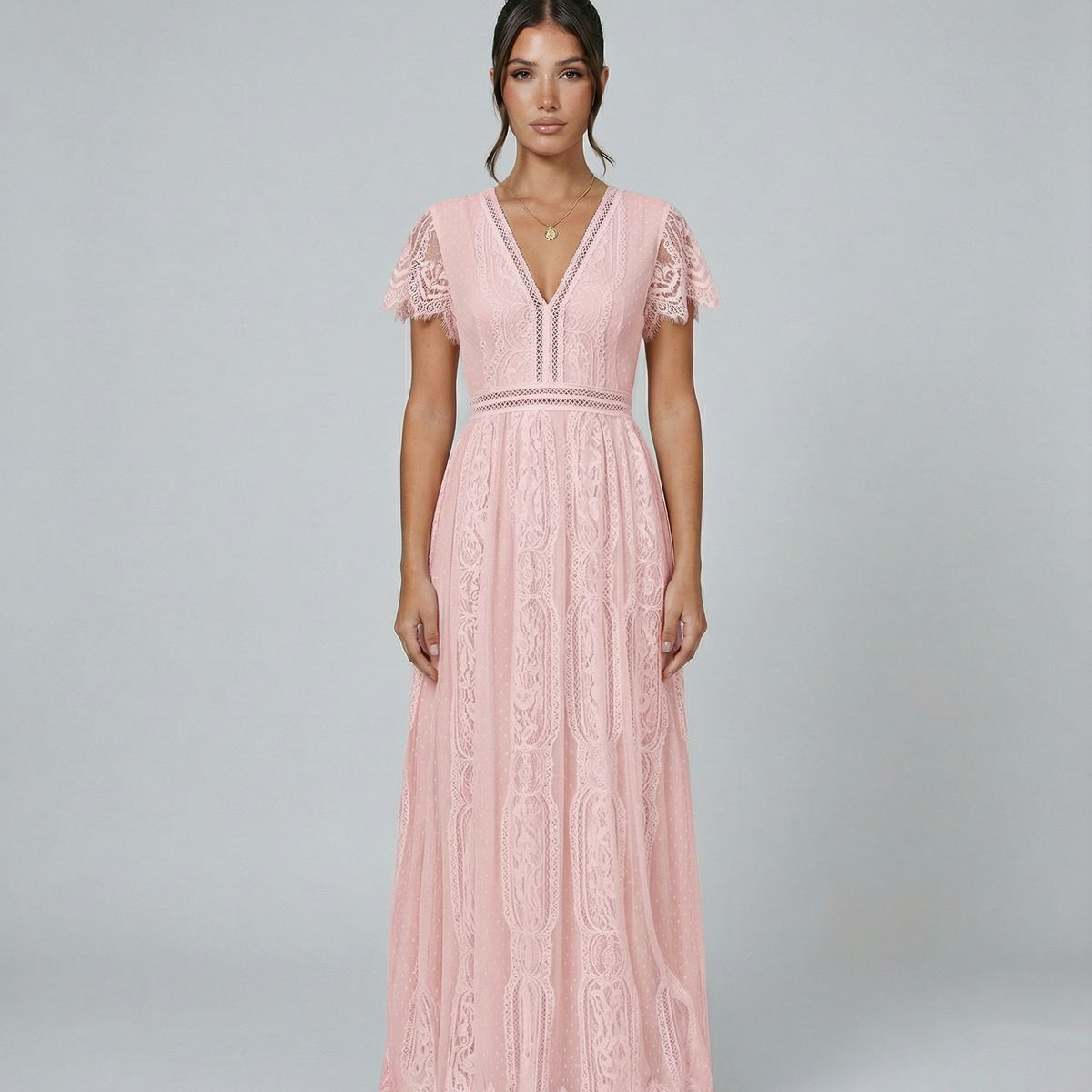 Felicia | Lace V Neck Maxi Dress