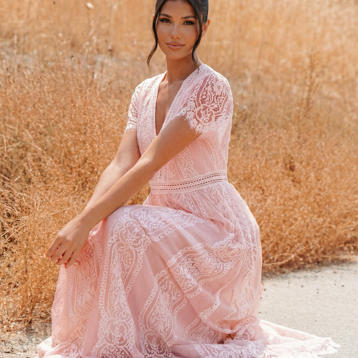 Felicia | Lace V Neck Maxi Dress