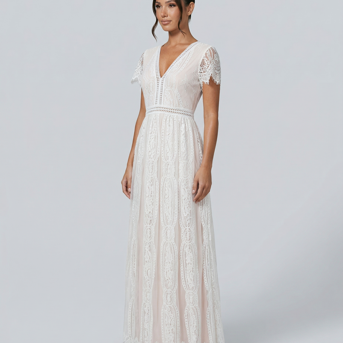 Felicia | Lace V Neck Maxi Dress