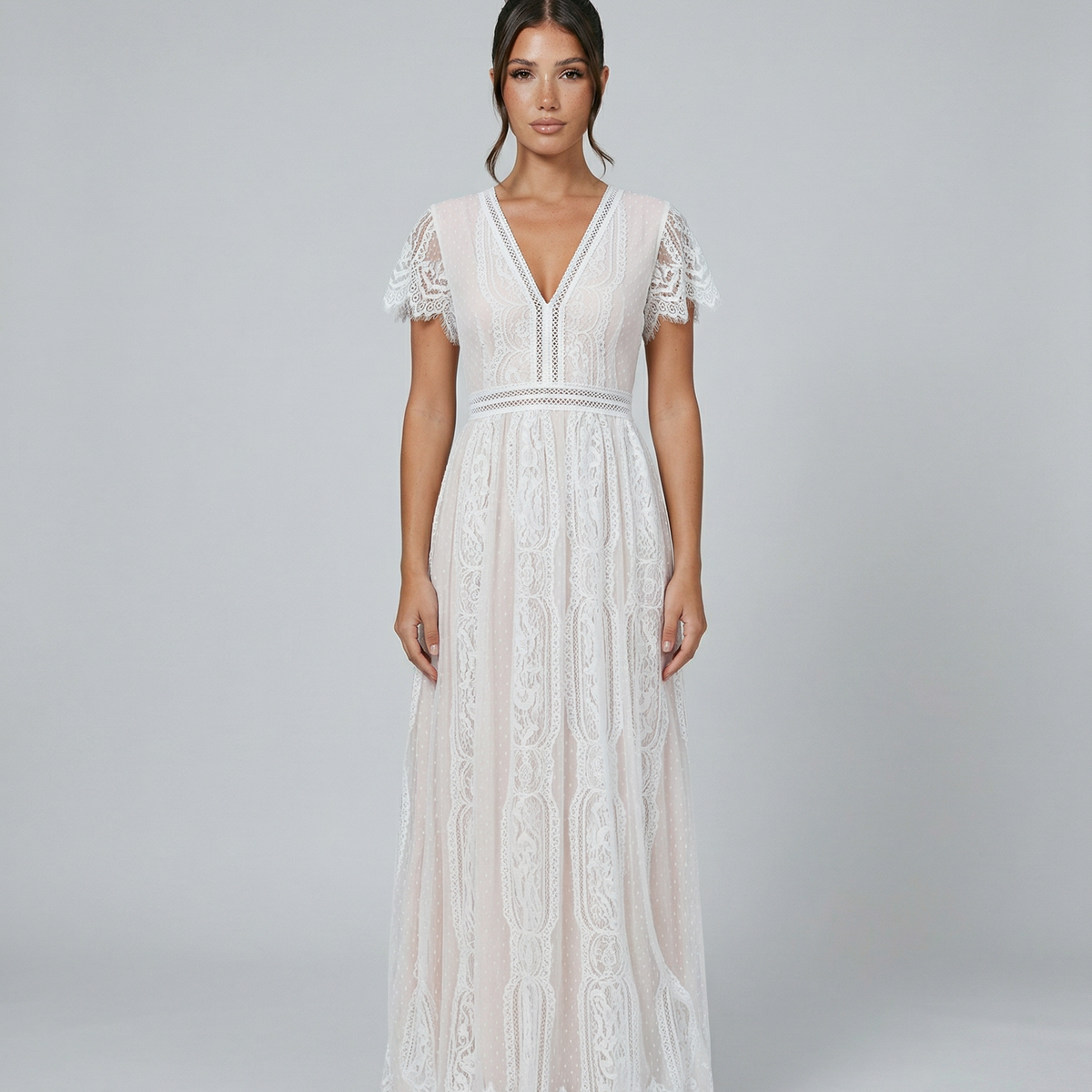 Felicia | Lace V Neck Maxi Dress