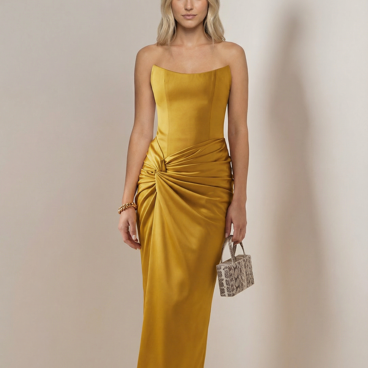 Lea | Maxi Dress with Draped Waist and Strapless Corset