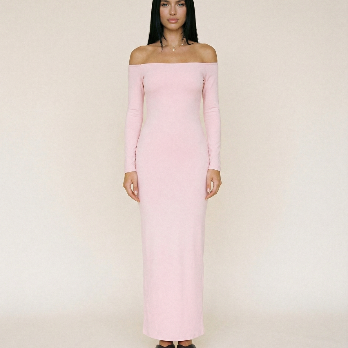 Robbie | Off Shoulder Maxi Dress with Long Sleeves