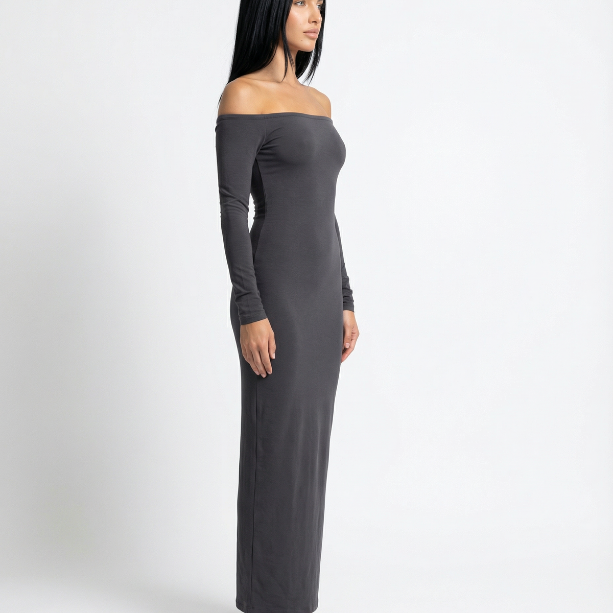 Robbie | Off Shoulder Maxi Dress with Long Sleeves