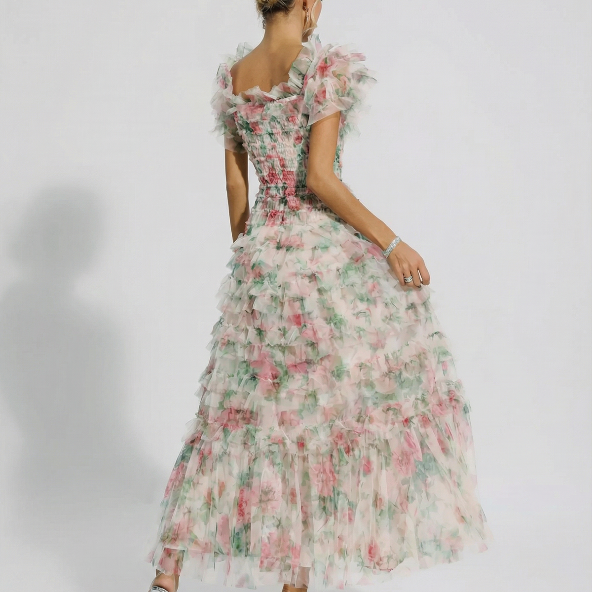 Anita | Maxi Dress with Floral Print and Ruffle Detail