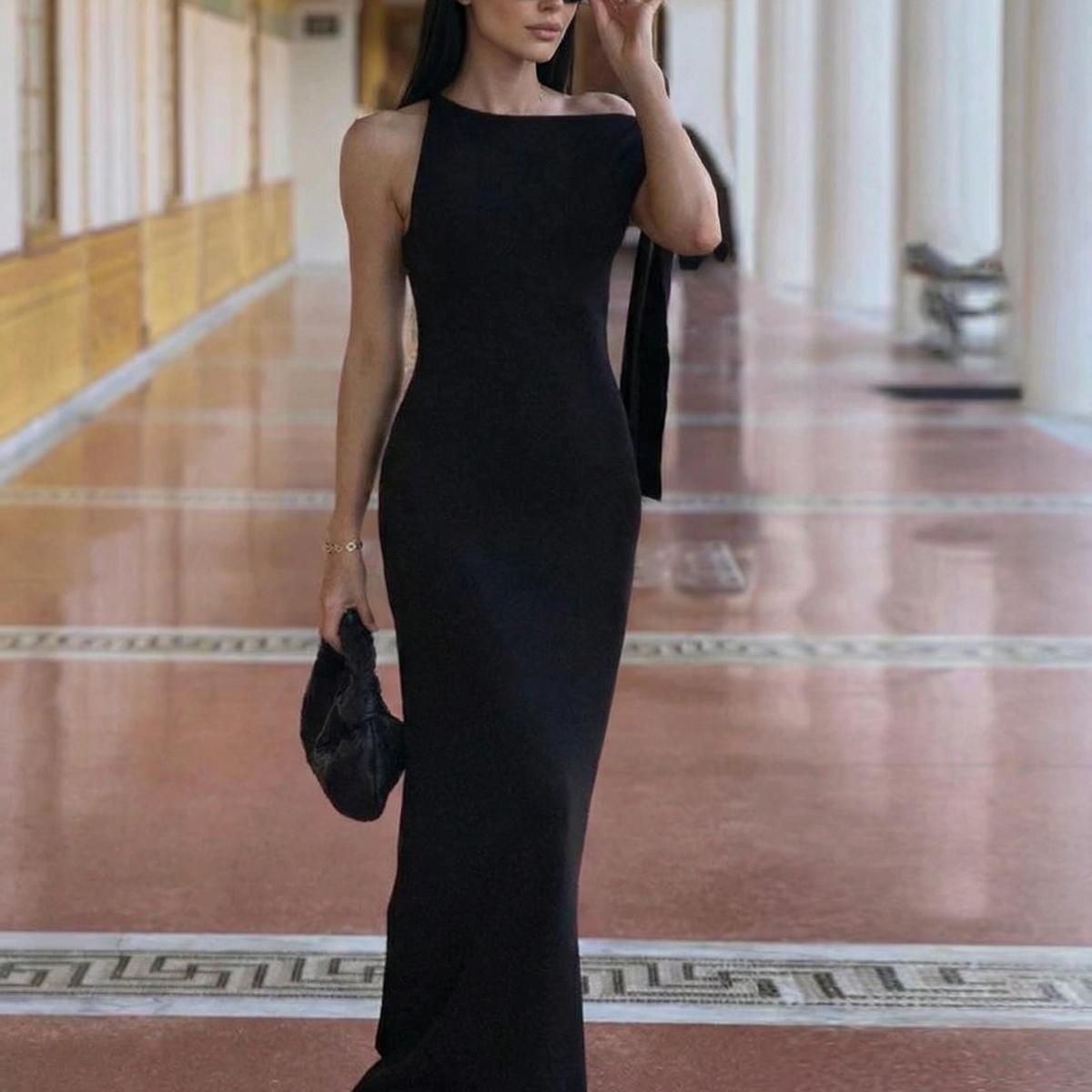 Ada | Maxi Dress with Draped Shoulder Detail