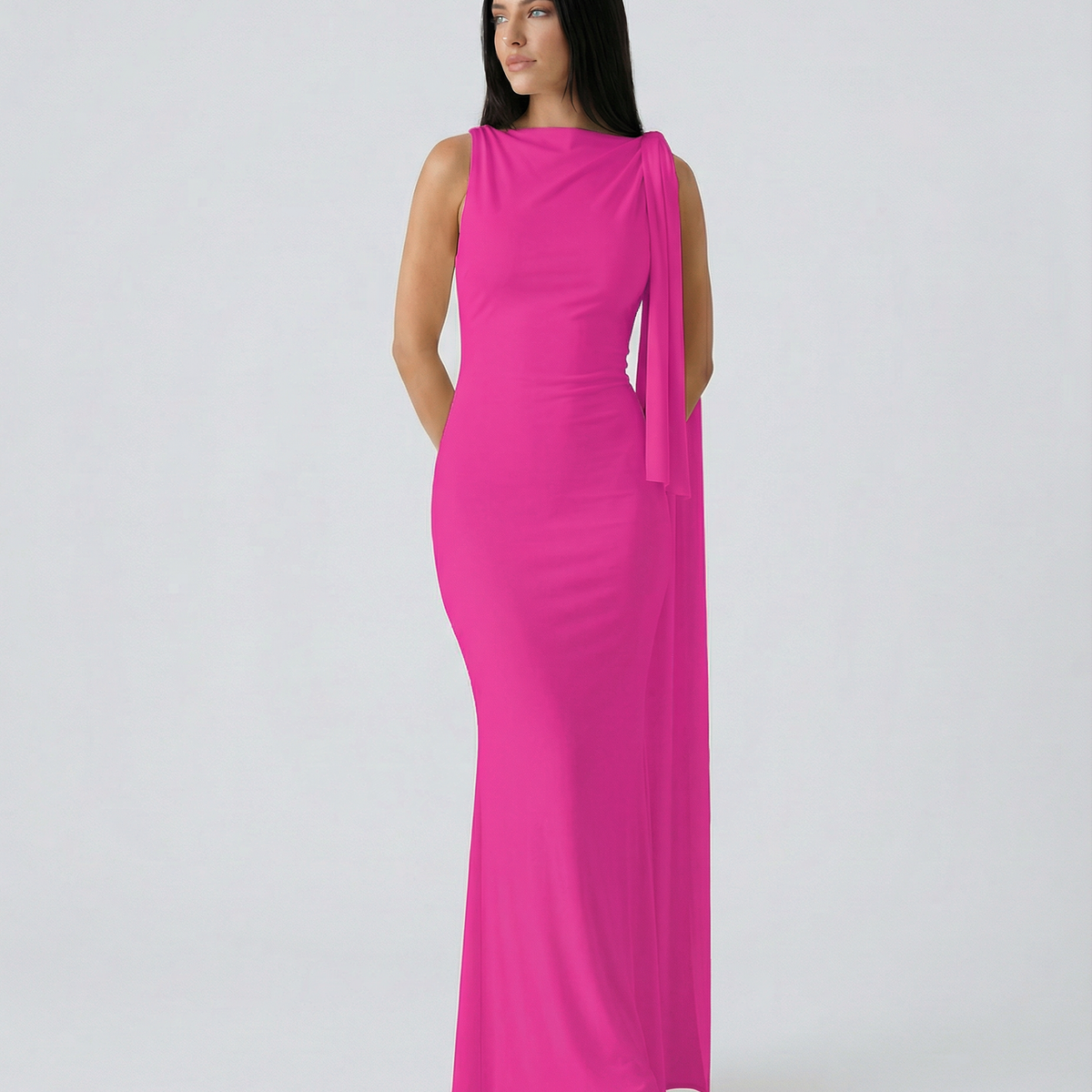 Ada | Maxi Dress with Draped Shoulder Detail