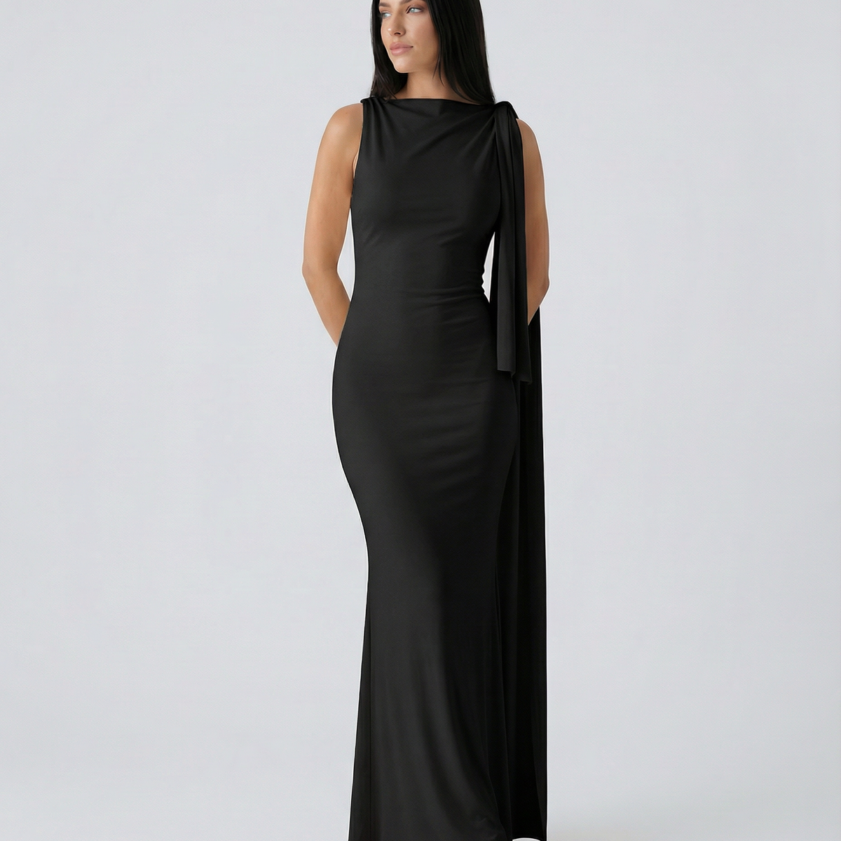 Ada | Maxi Dress with Draped Shoulder Detail