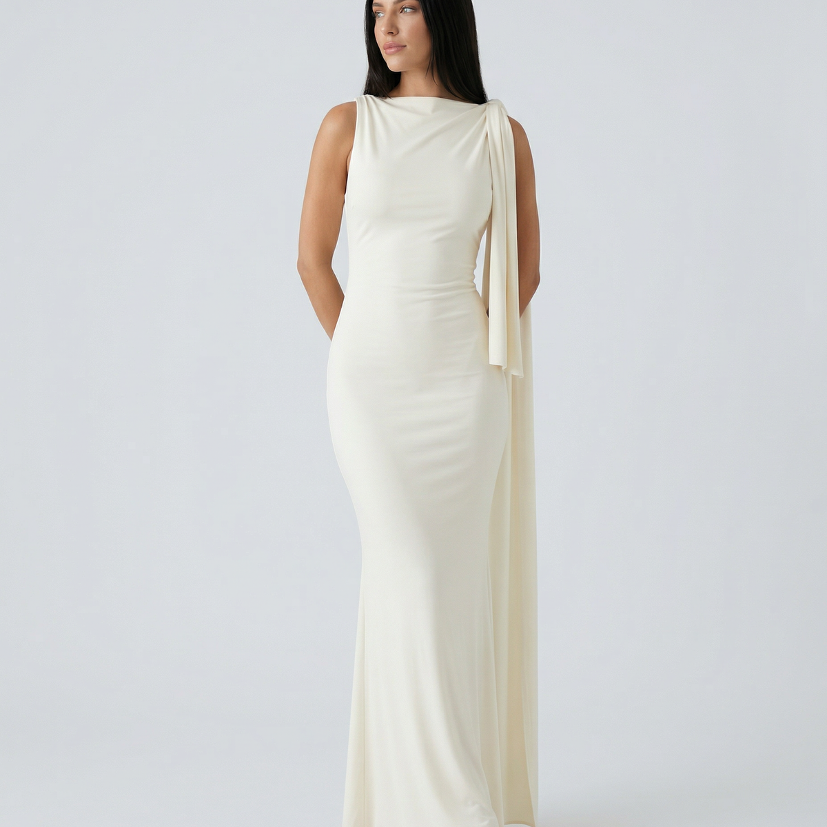 Ada | Maxi Dress with Draped Shoulder Detail