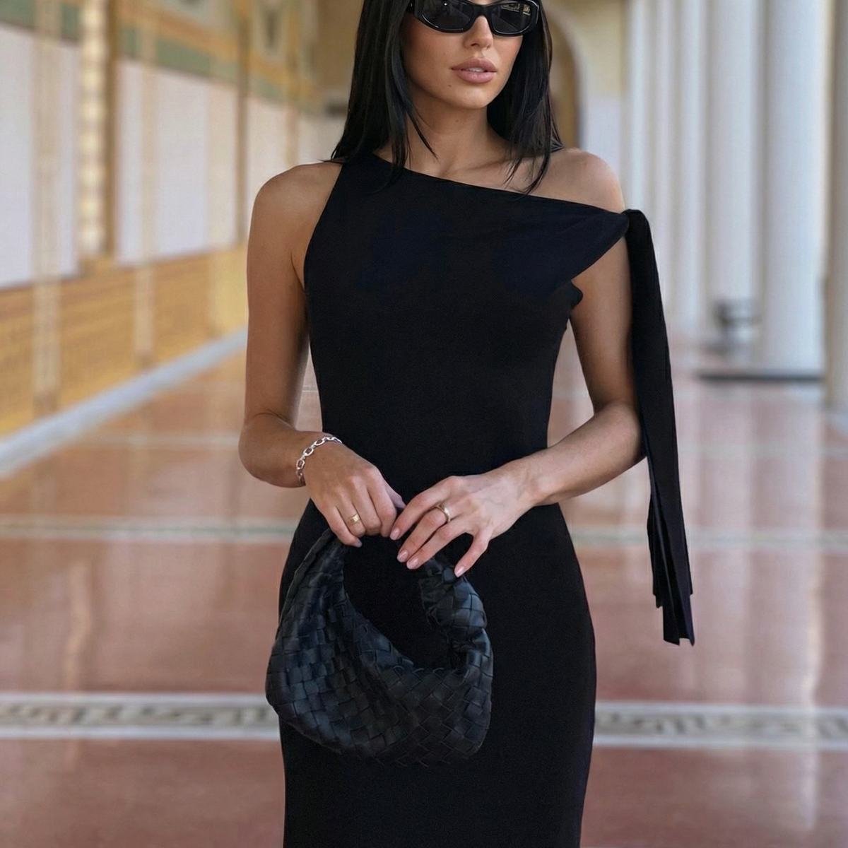 Ada | Maxi Dress with Draped Shoulder Detail