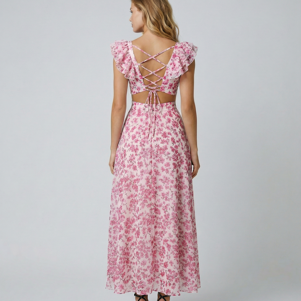 Alison | Maxi Dress with Floral Print and Ruffle Sleeves