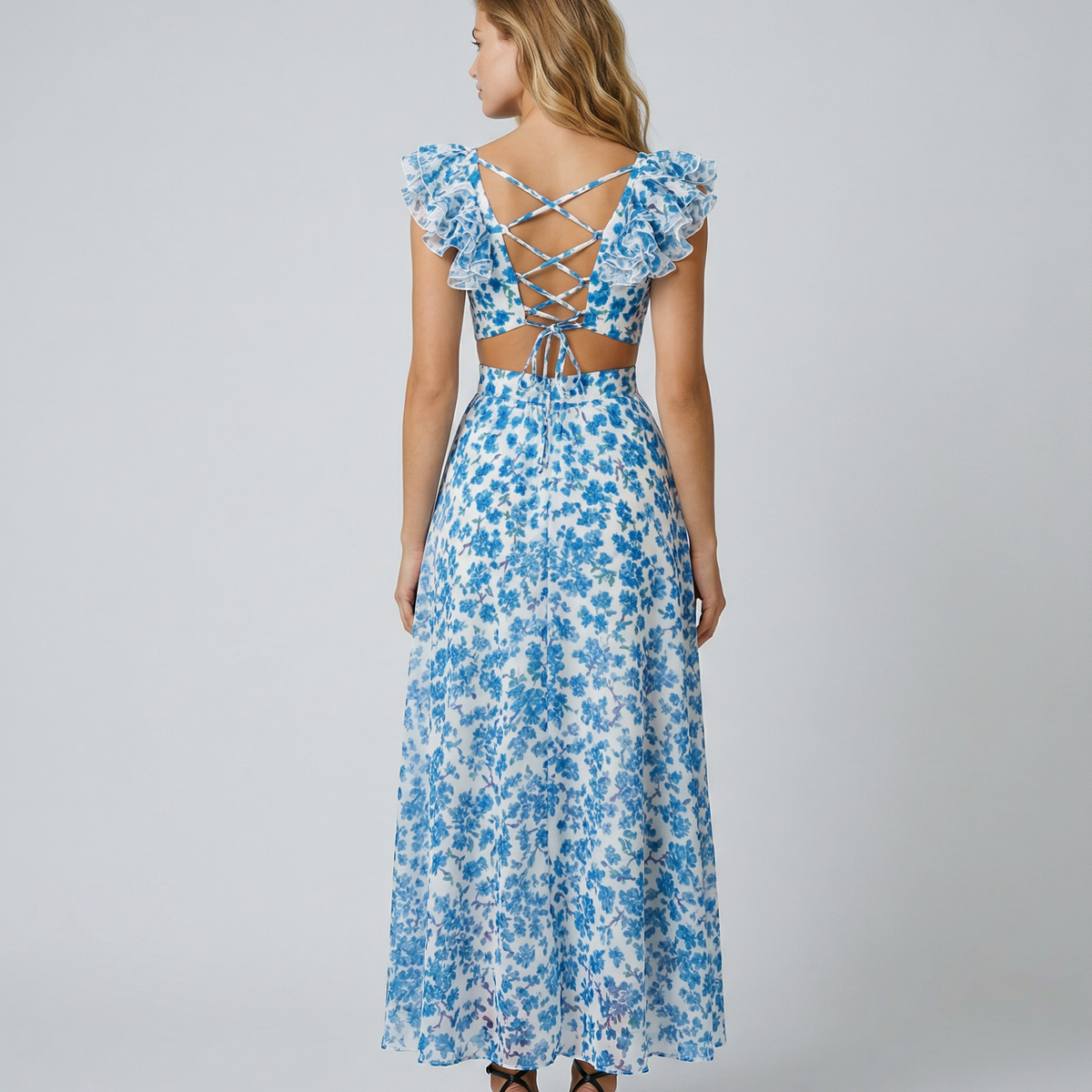 Alison | Maxi Dress with Floral Print and Ruffle Sleeves