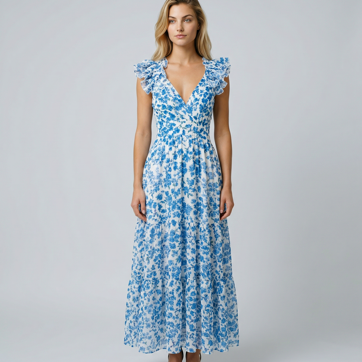 Alison | Maxi Dress with Floral Print and Ruffle Sleeves