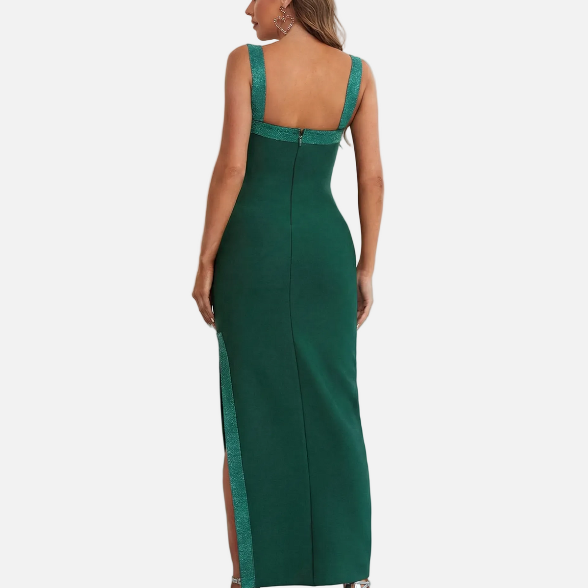 Janet | Bandage Maxi Dress with Square Neck and Side Split