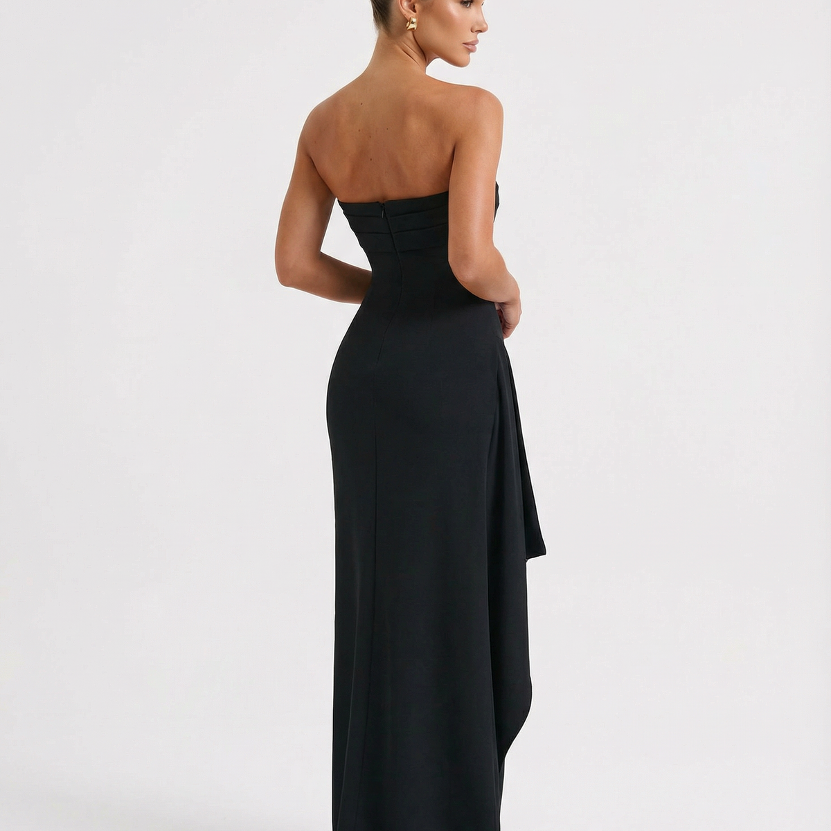 Stacey | Strapless Maxi Dress with Ruched Detail and Split