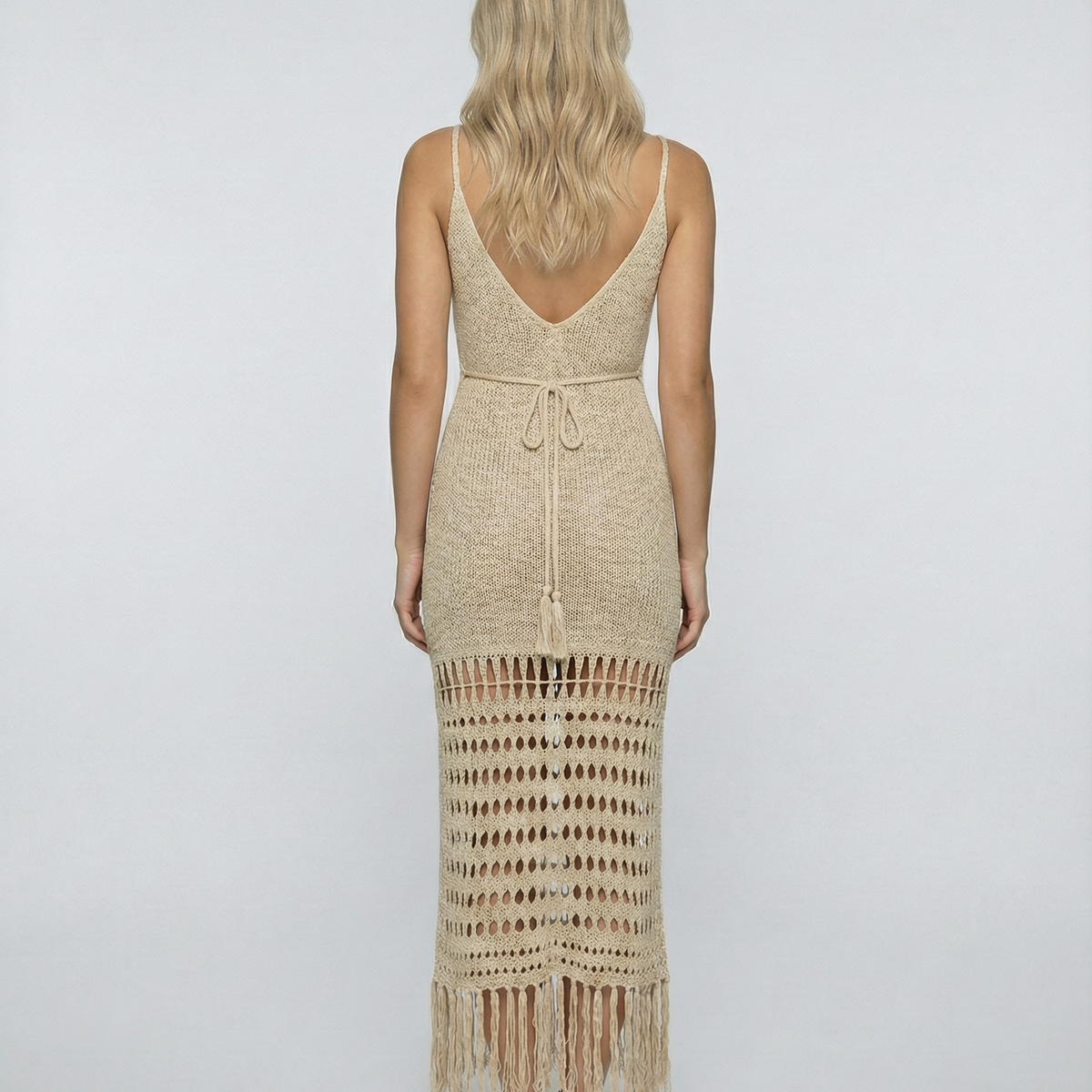 Violet | Knit Maxi Cover Up Dress with Fringe Hem