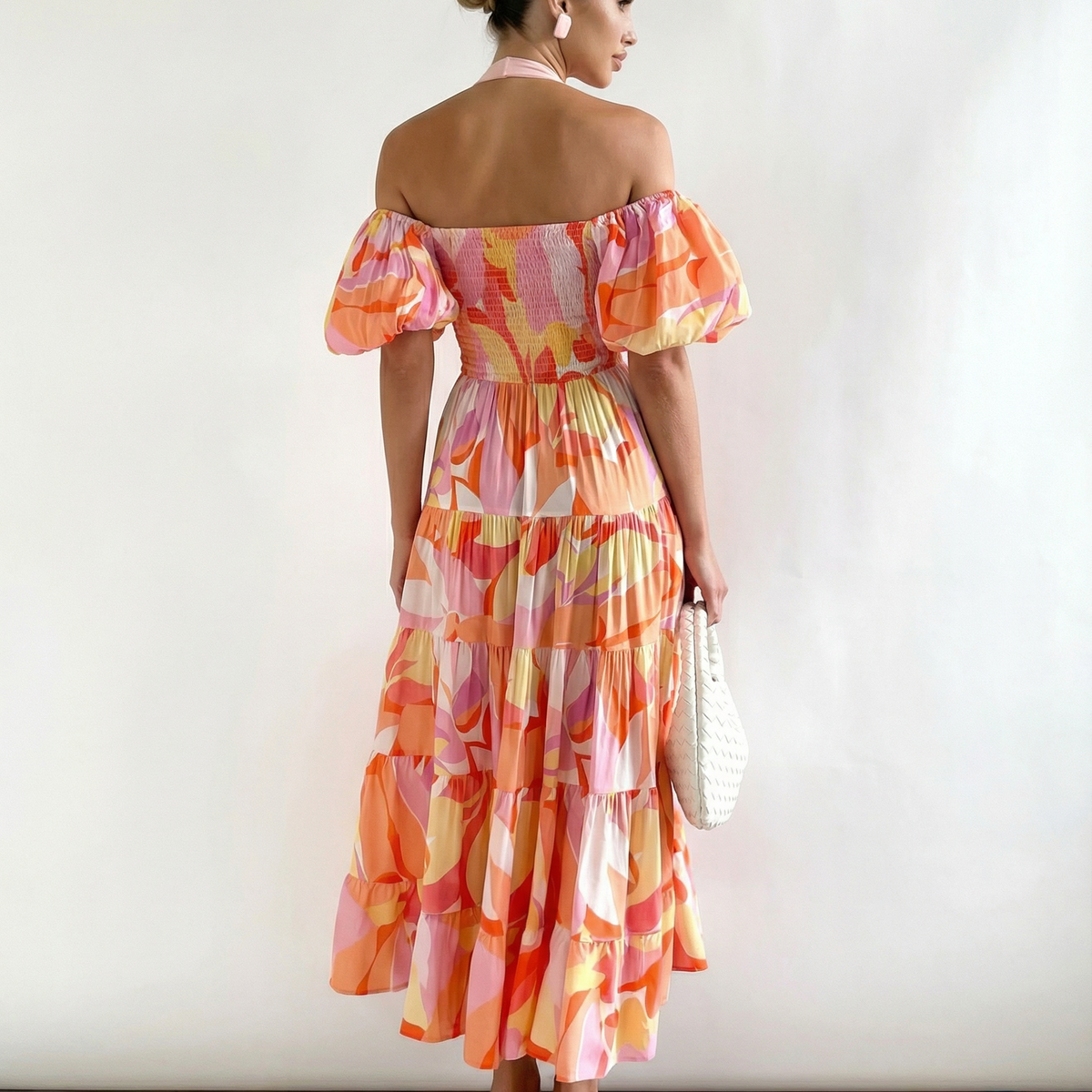 Tonya | Off-Shoulder Midi Dress with Tiered Skirt