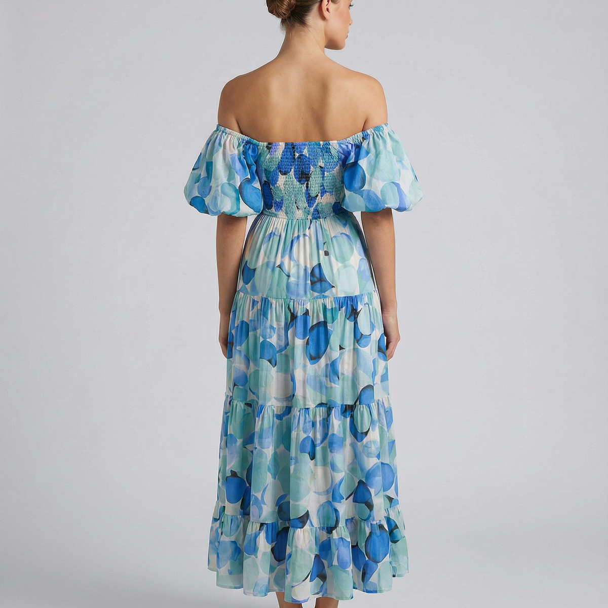Tonya | Off-Shoulder Midi Dress with Tiered Skirt