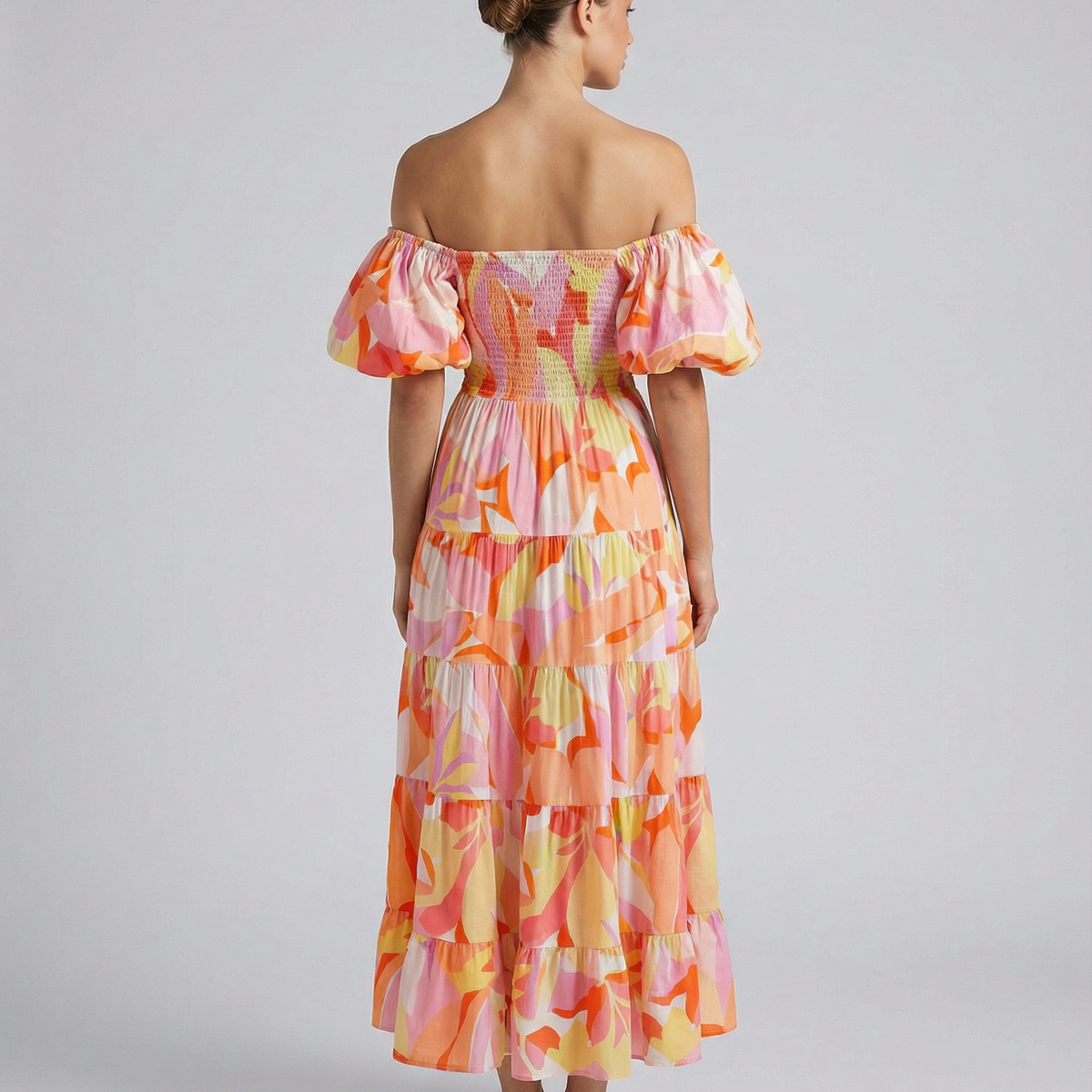 Tonya | Off-Shoulder Midi Dress with Tiered Skirt