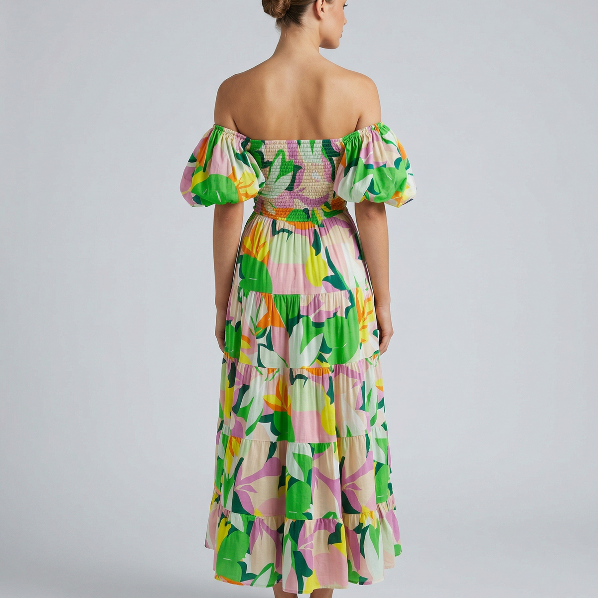 Tonya | Off-Shoulder Midi Dress with Tiered Skirt