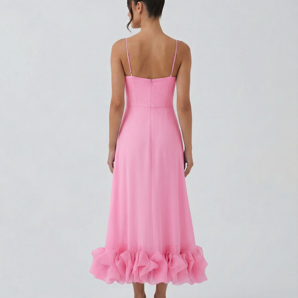 Reagan | Flounce Bustier Midi Dress with Corset Bodice