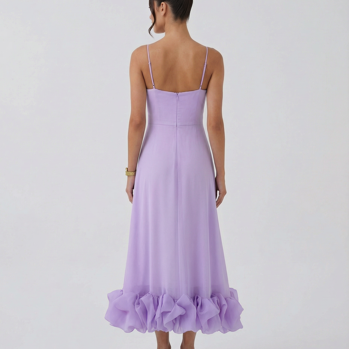 Reagan | Flounce Bustier Midi Dress with Corset Bodice