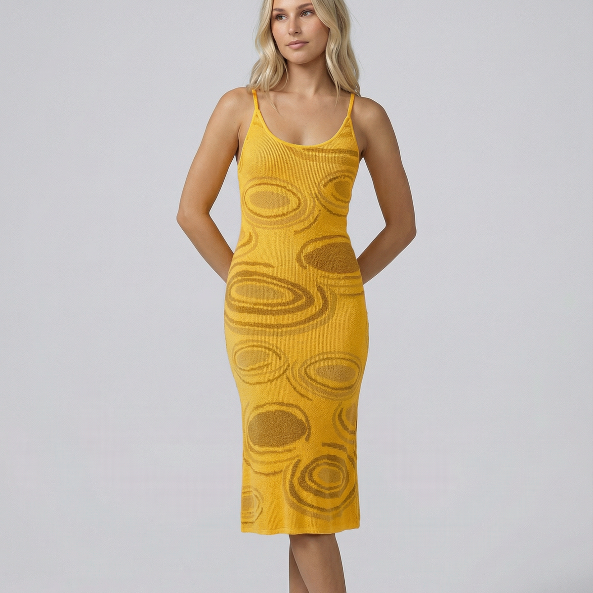 Gianna | Textured Knit Midi Dress with Cut-Out Back