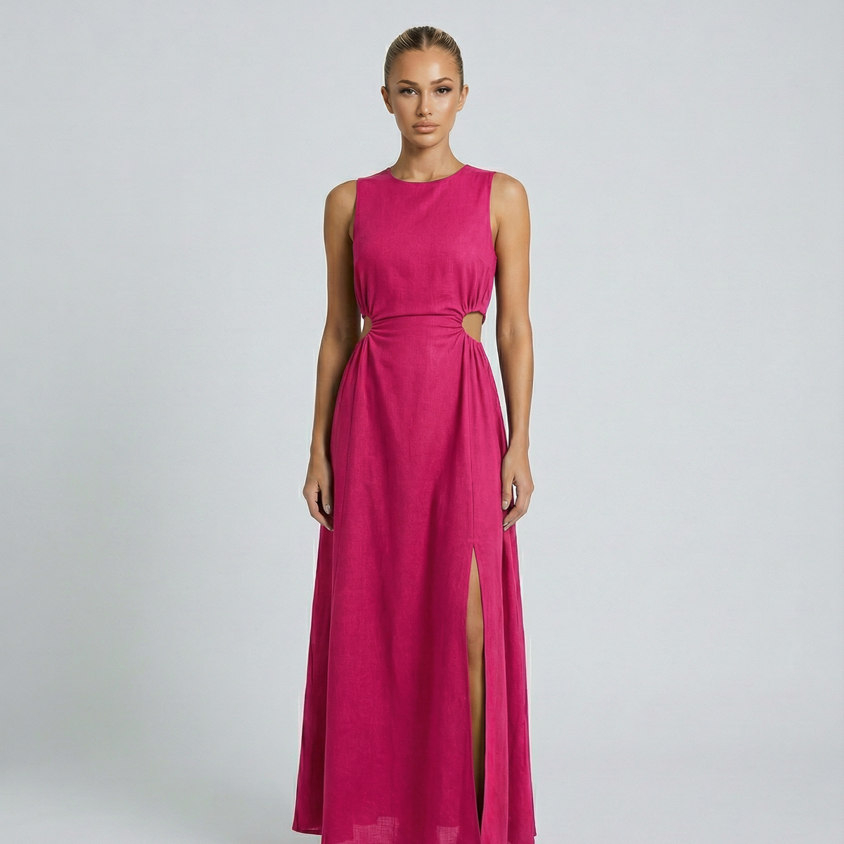 Donna | Sleeveless Midi Dress with Side Cut-Out