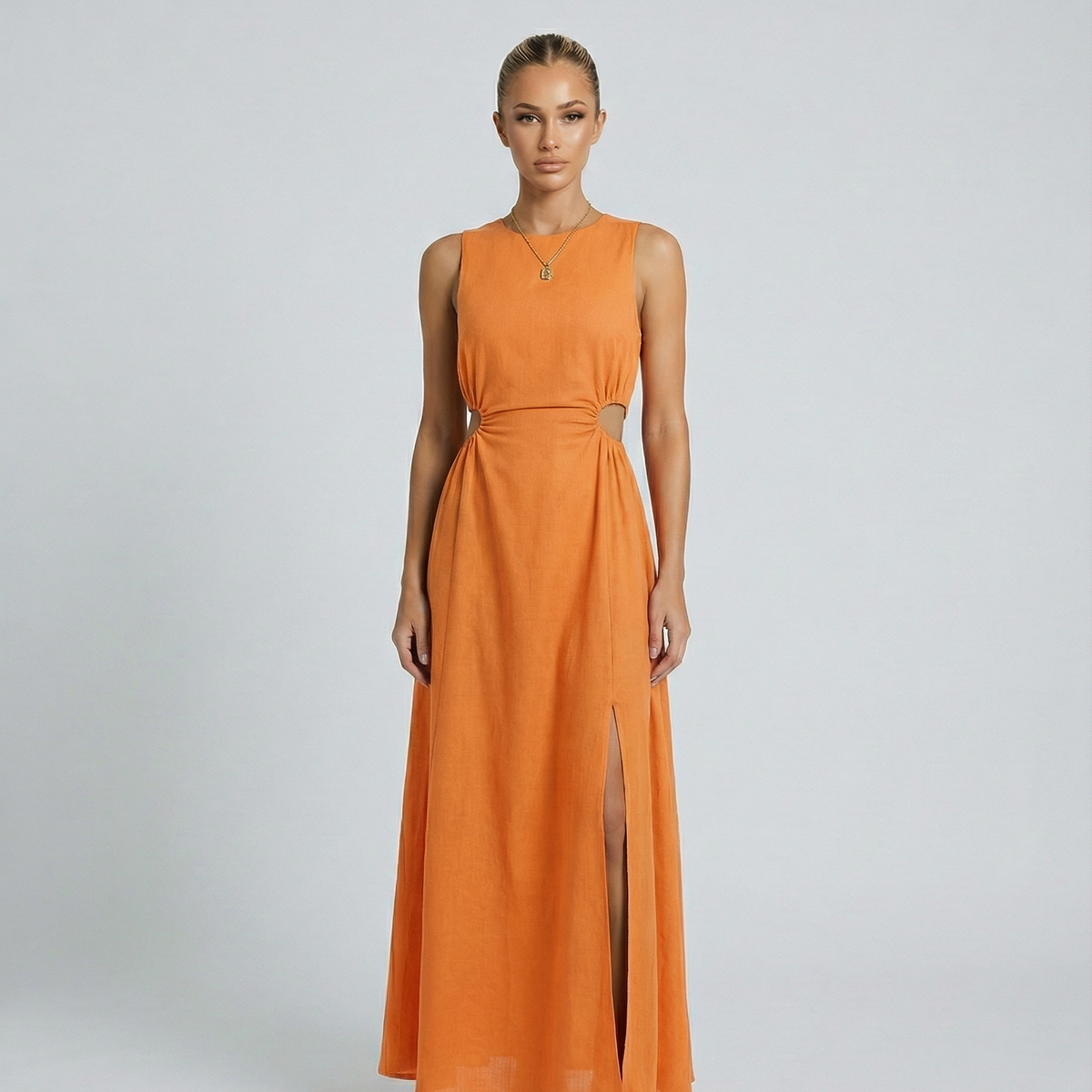 Donna | Sleeveless Midi Dress with Side Cut-Out