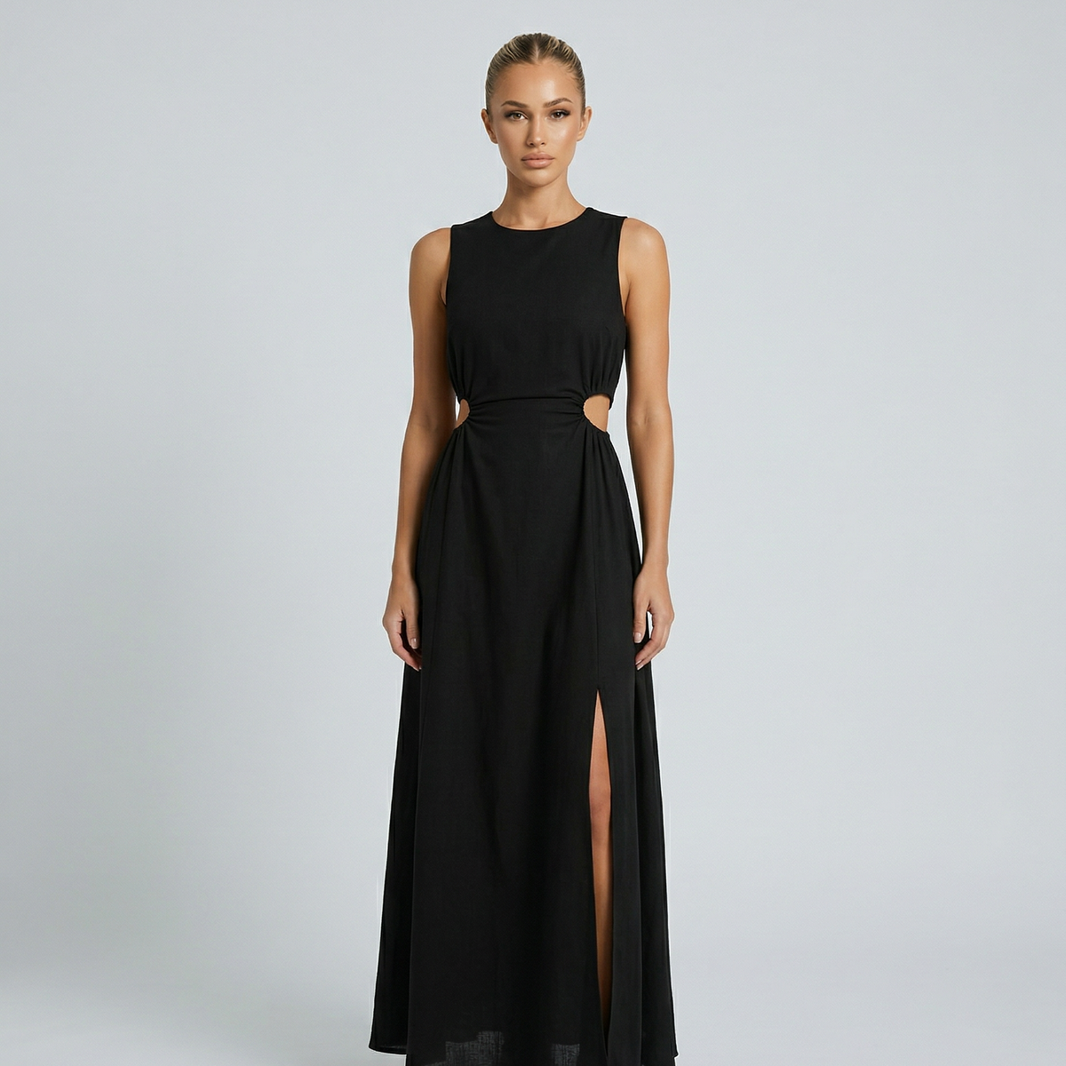 Donna | Sleeveless Midi Dress with Side Cut-Out