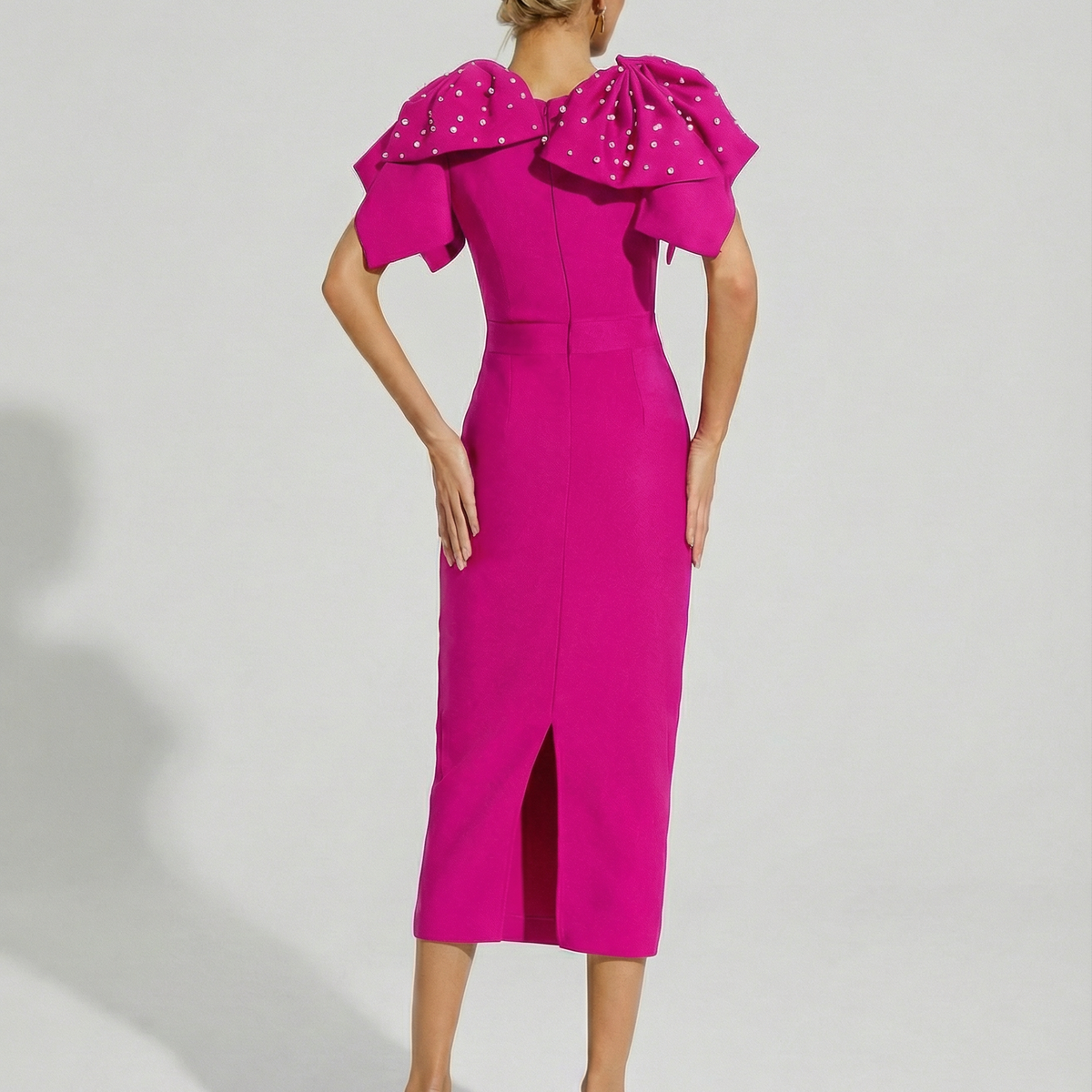 Cathy | Midi Dress with Embellished Shoulder Detail