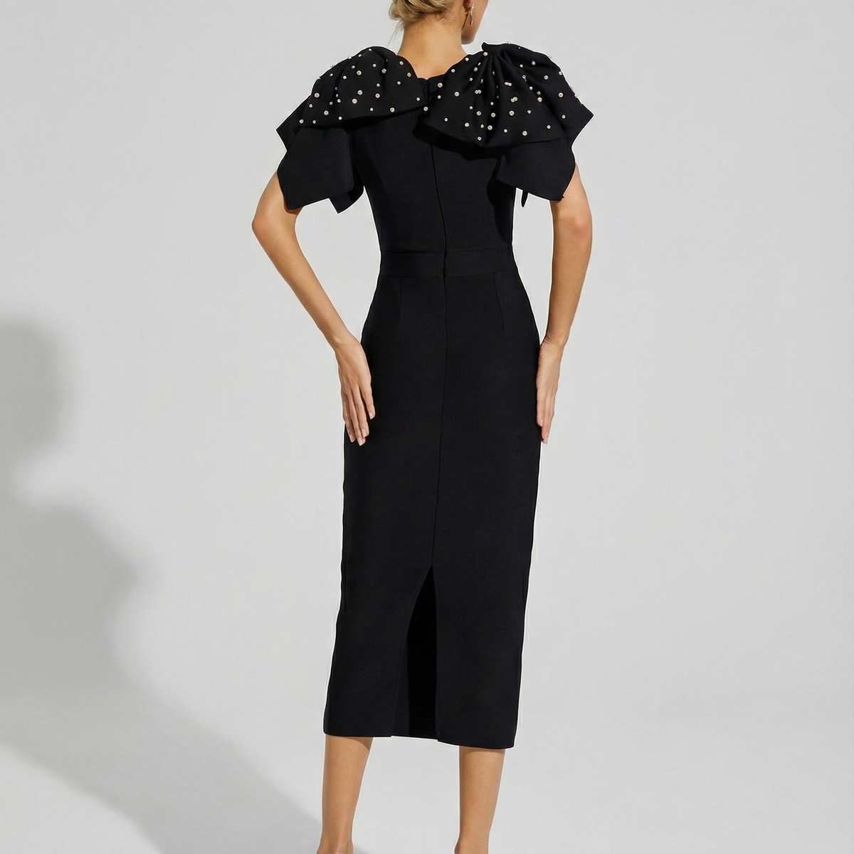 Cathy | Midi Dress with Embellished Shoulder Detail