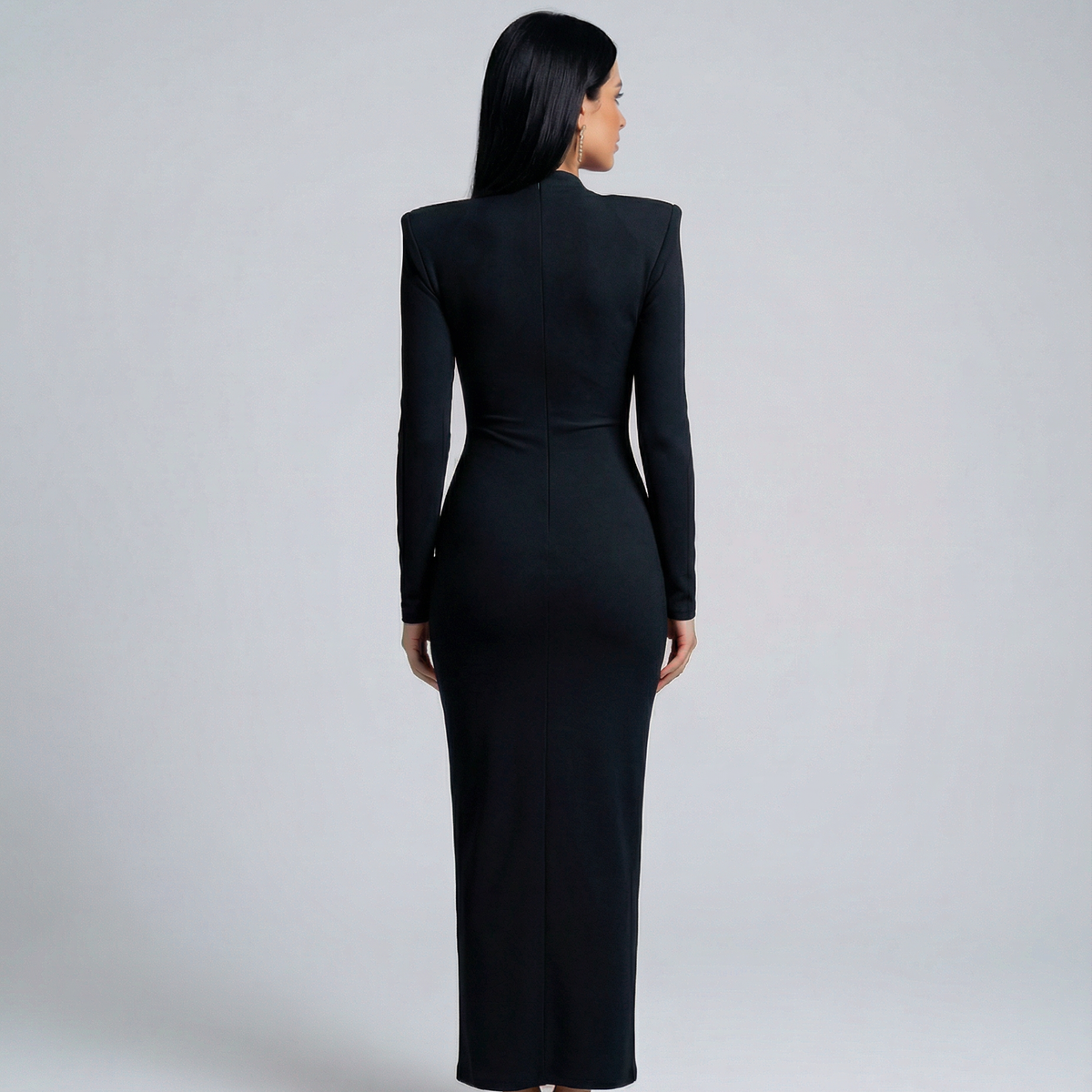Rose | Long Sleeve Midi Dress with Front Knot Detail