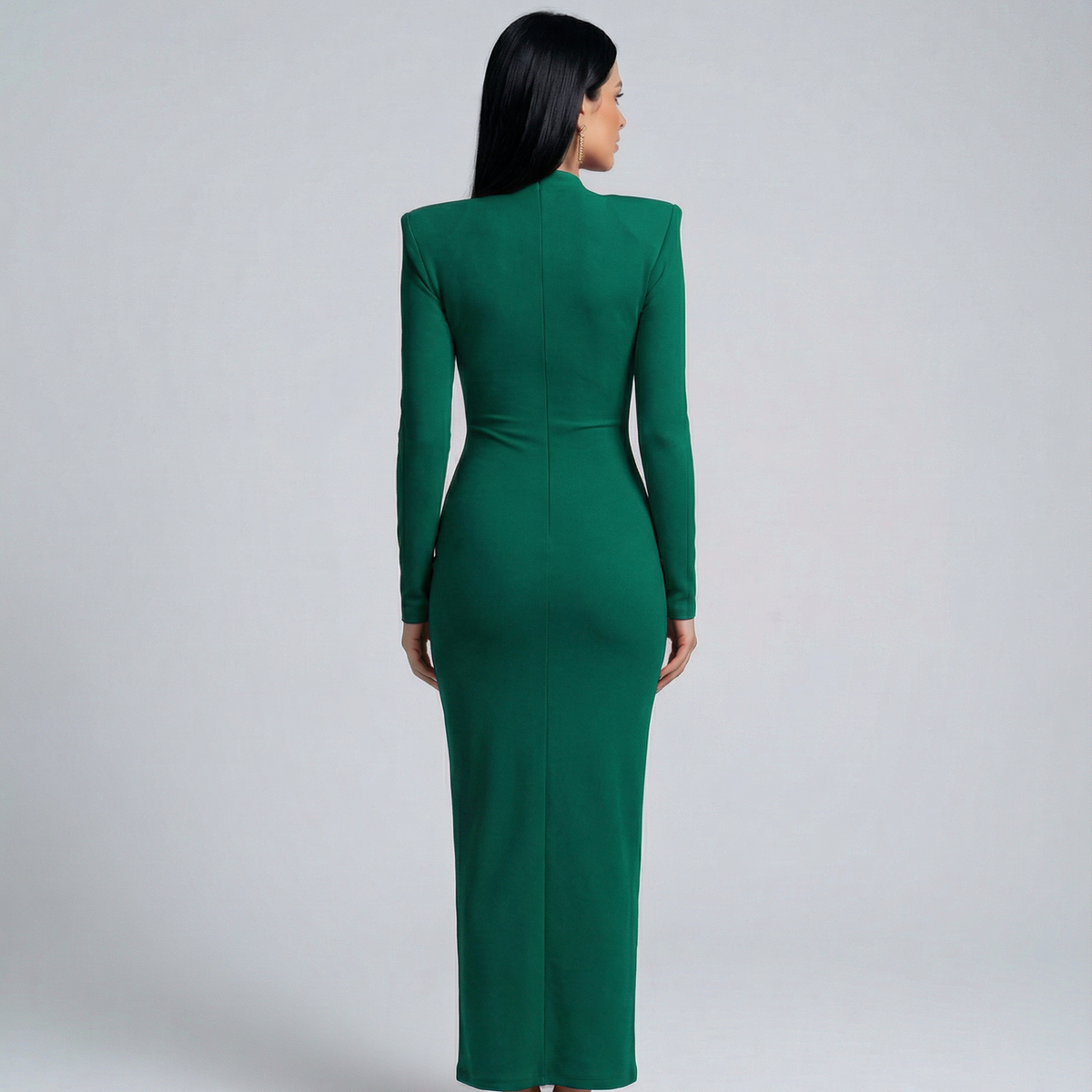 Rose | Long Sleeve Midi Dress with Front Knot Detail