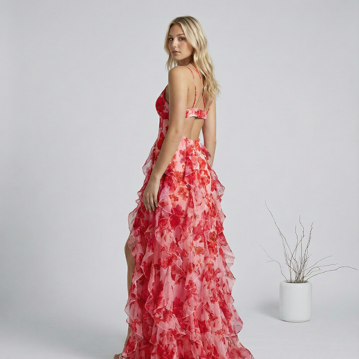 Bella | Ruffled Floral Print Maxi Dress