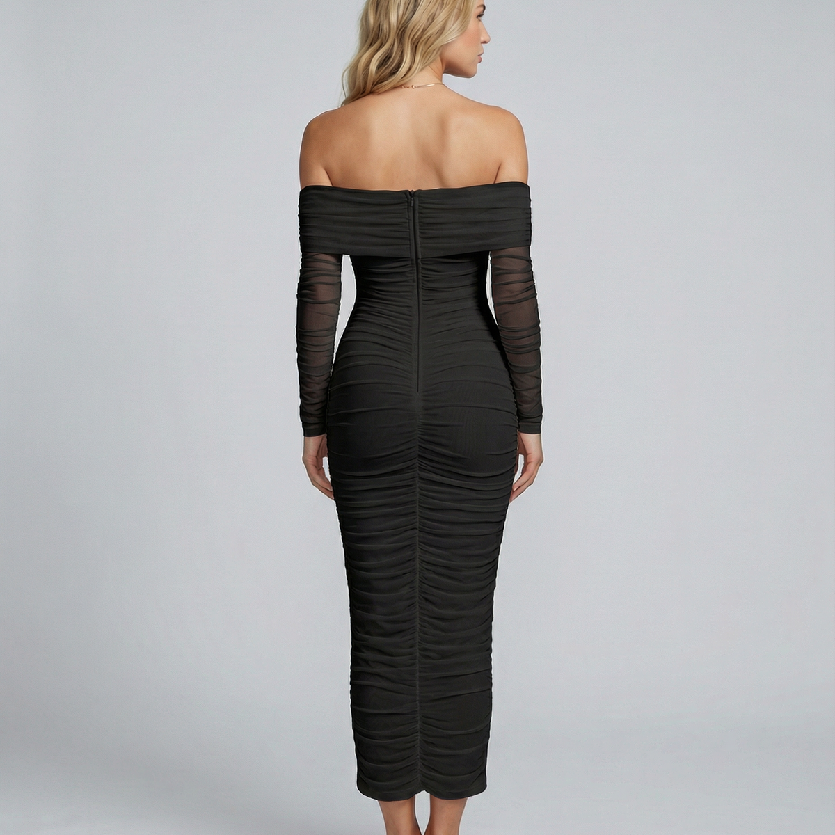 Hannah | Off Shoulder Ruched Midi Dress