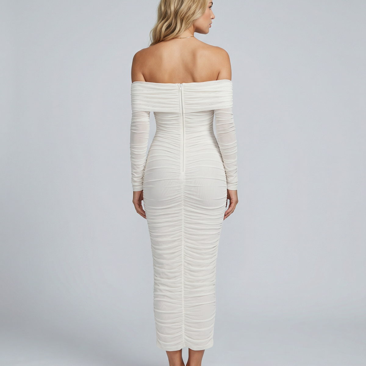 Hannah | Off Shoulder Ruched Midi Dress