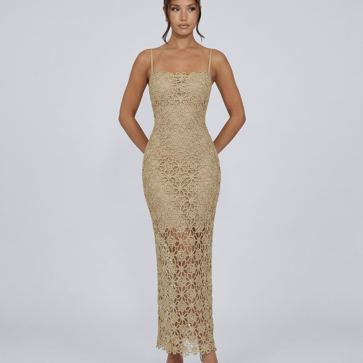Hailey | Sleeveless Lace Slip Midi Dress