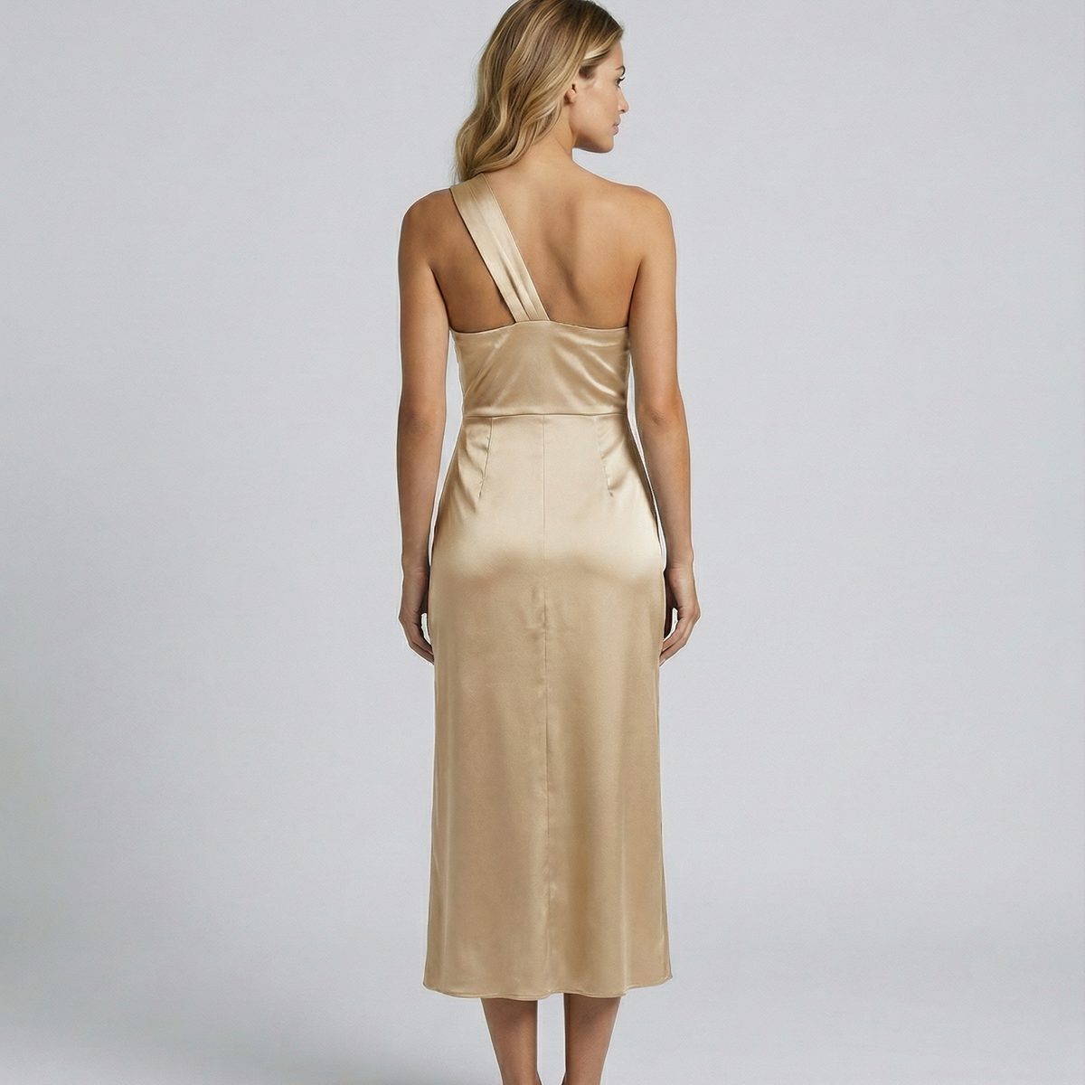 Velma | One Shoulder Satin Midi Dress