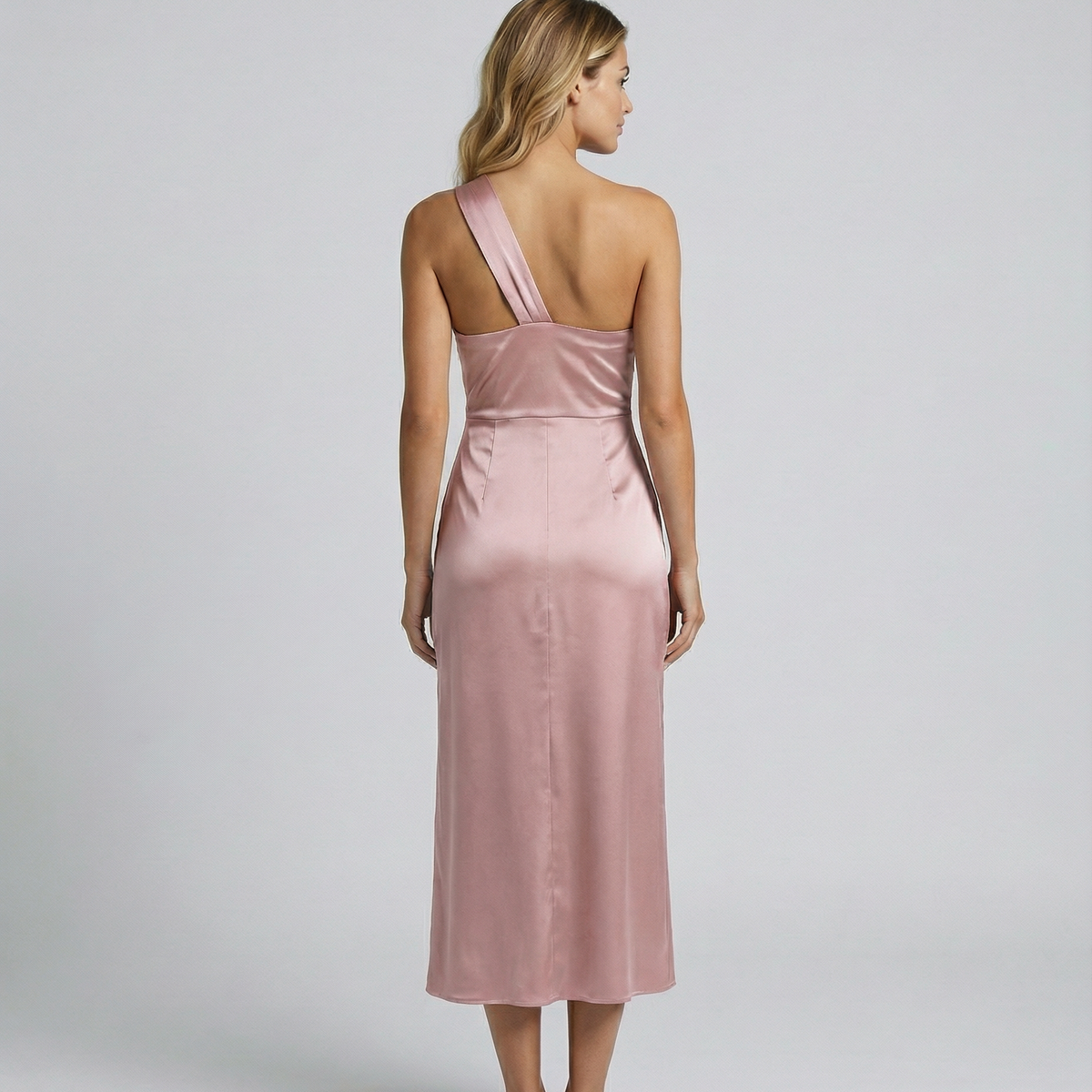 Velma | One Shoulder Satin Midi Dress