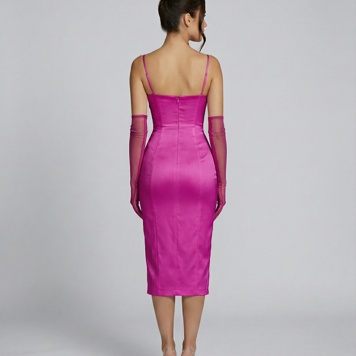 Regina | Satin Corset Midi Dress with Side Slit