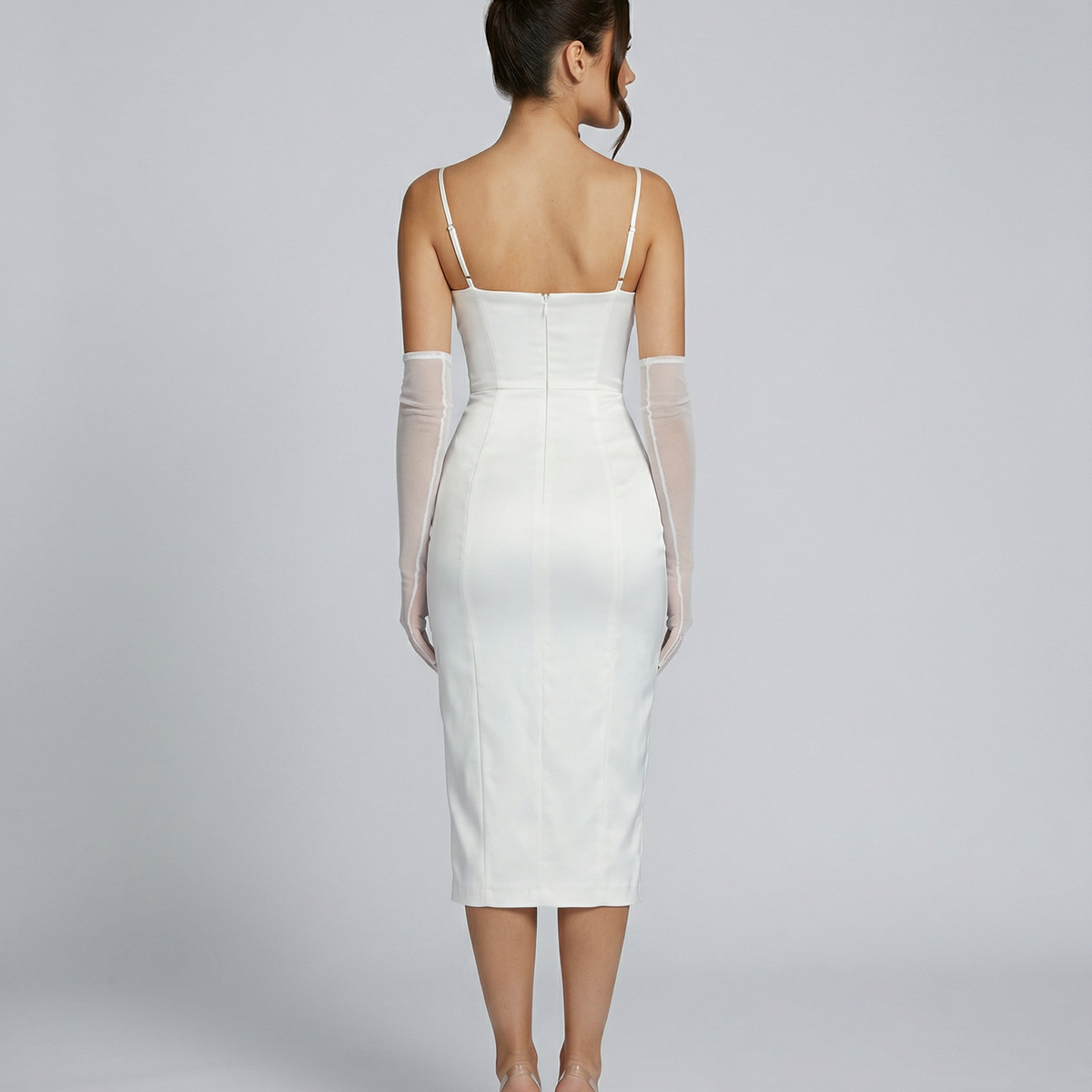 Regina | Satin Corset Midi Dress with Side Slit