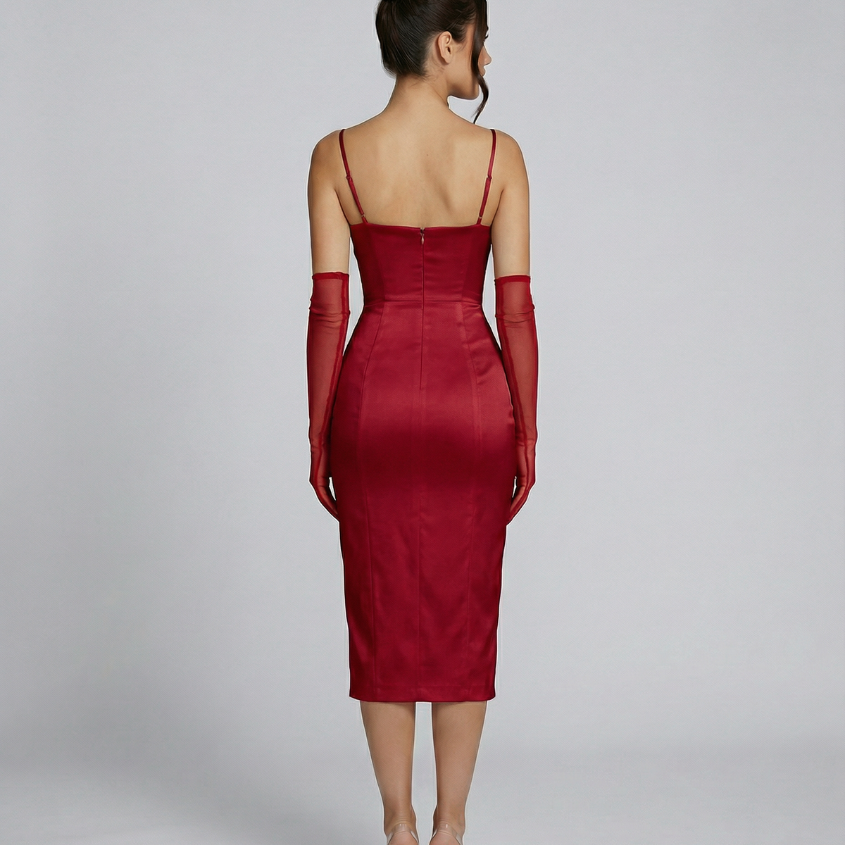 Regina | Satin Corset Midi Dress with Side Slit