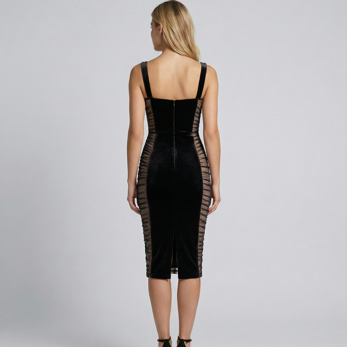 Kara | Midi Dress with Sheer Panel Detailing