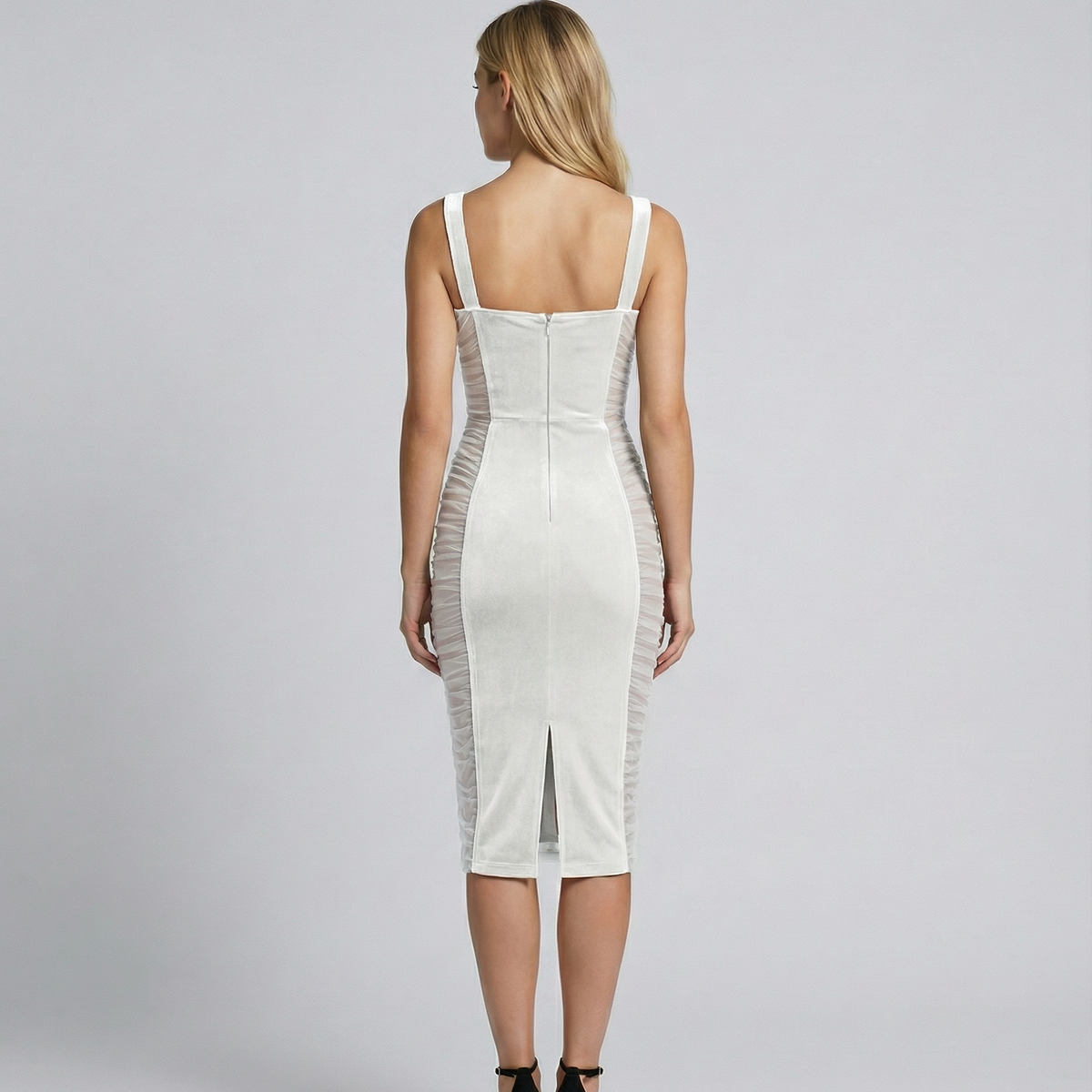 Kara | Midi Dress with Sheer Panel Detailing