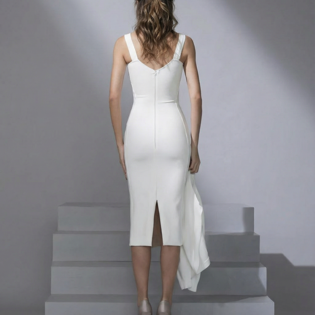 Kara | Midi Dress with Sheer Panel Detailing