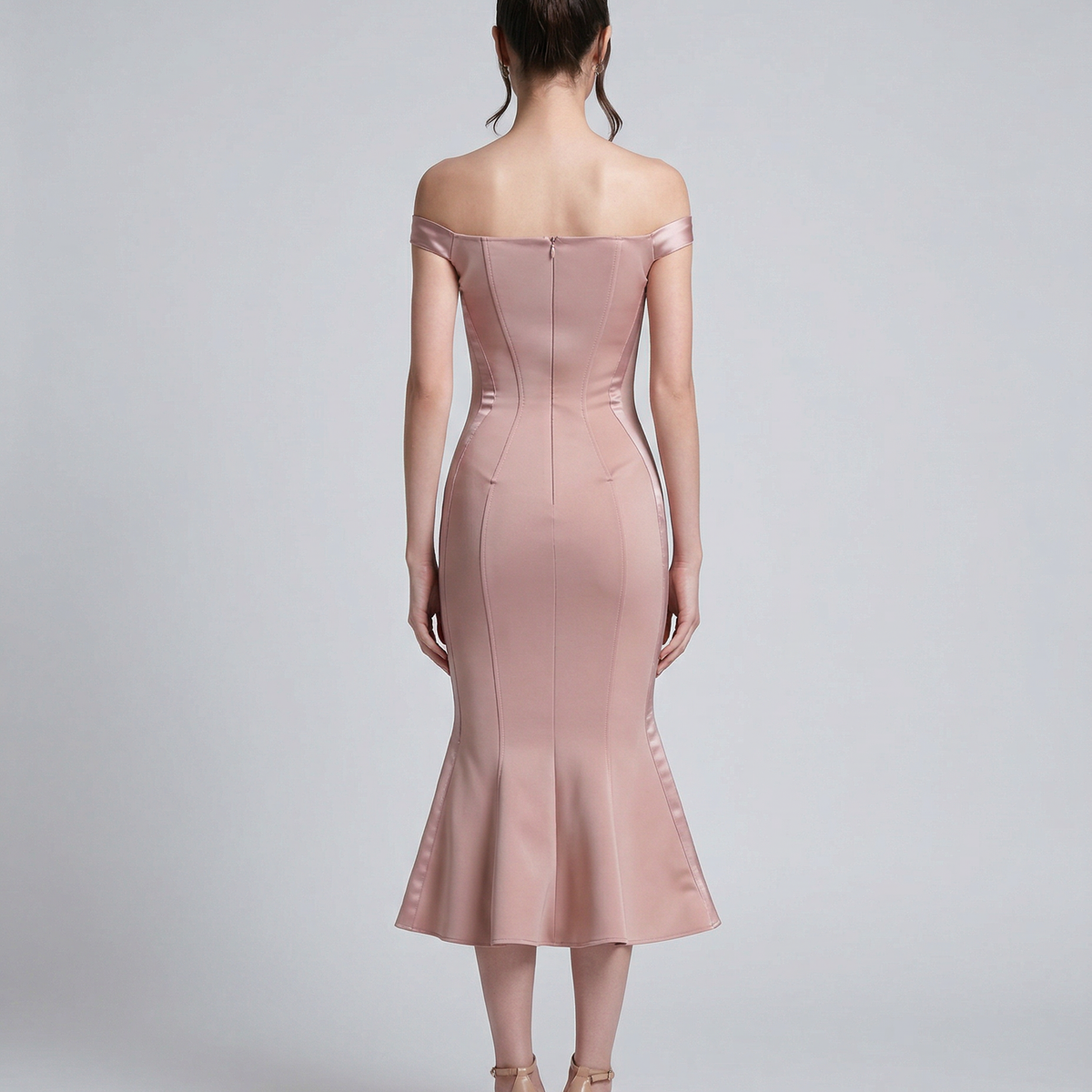 Vianey | Off-Shoulder Midi Dress with Mermaid Hem