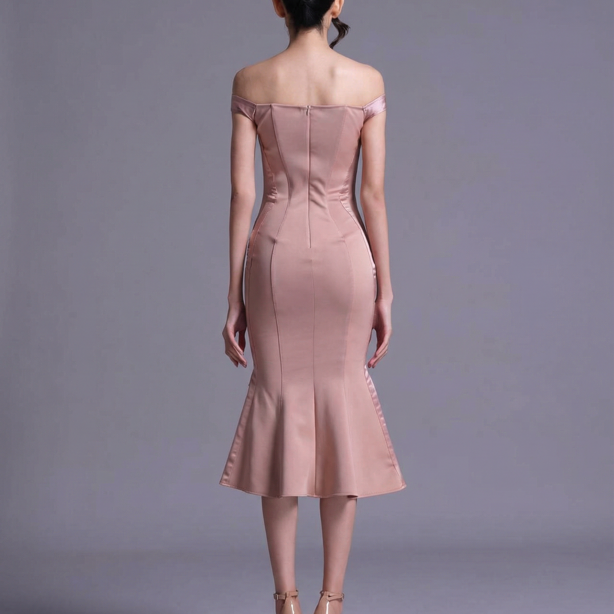 Vianey | Off-Shoulder Midi Dress with Mermaid Hem