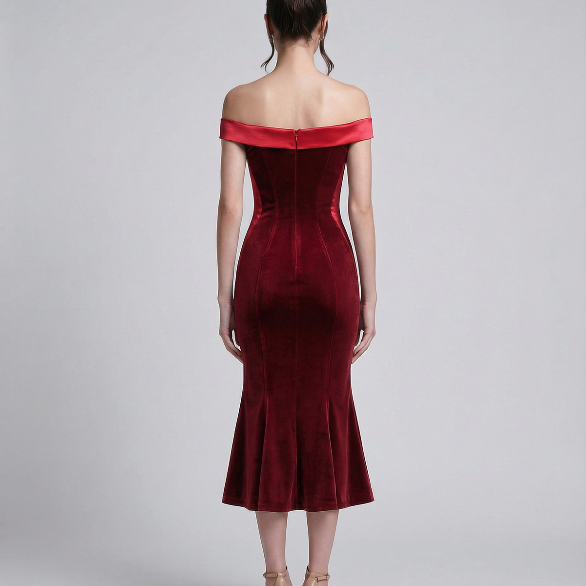 Vianey | Off-Shoulder Midi Dress with Mermaid Hem